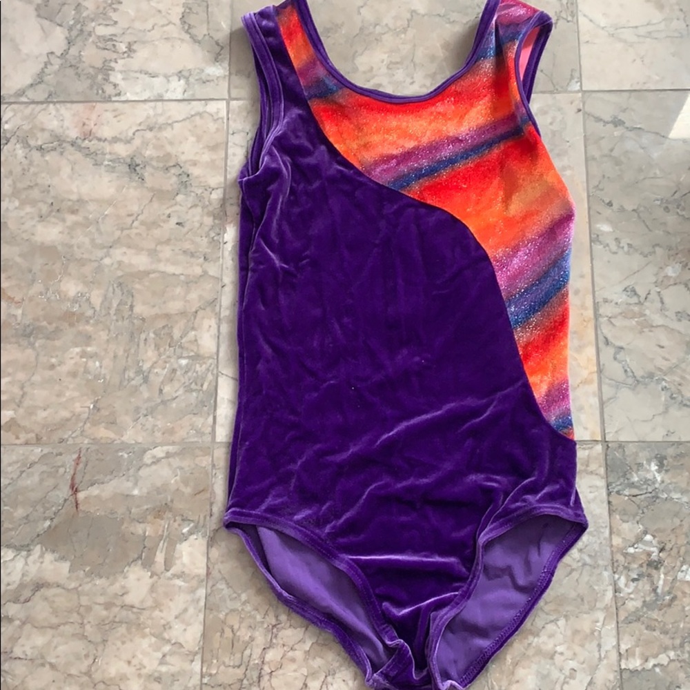 MONDOR PURPLE & ORANGE SPARKLE GYMNASTICS LEOTARD